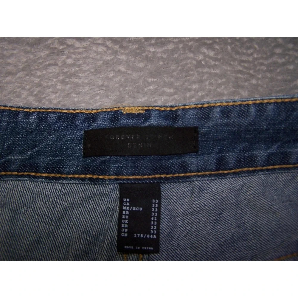 Forever‎ 21 Jeans Men's 32X29 (Tag 33) Skinny Slim Distressed Blue Button Fly